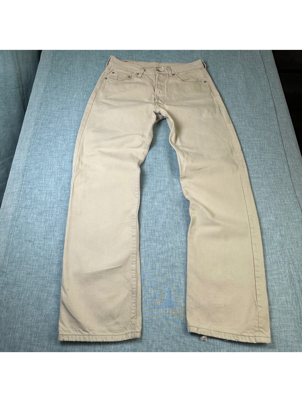 VTG Levi's 501 Jeans Mens Sz 34x32 Beige Button Fly Straight Leg Denim Pants